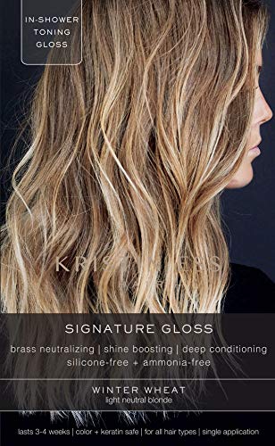 Kristin Ess Light Blonde Hair Dye Gloss Treatment in Winter Wheat - 4 Wk Semi Permanent Hair Dye Glaze for Light Blonde Color + Vibrant Shine - Anti Brass Conditioning Gloss Toner for Women - Vegan