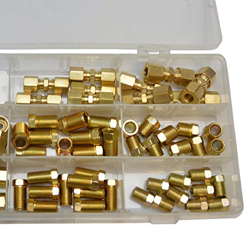 Asd 3/16" And 1/4" Brakeline Fittings Kit (Nuts, Unions, Compression Fittings) 70 Pieces #TOP2