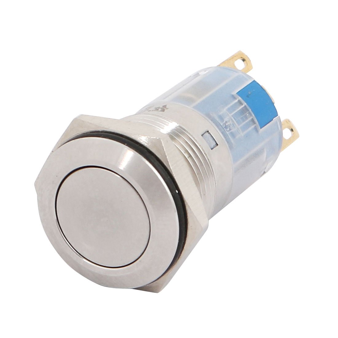 Commutateurs UL 16mm 0.63 "diamètre de montage capuchon plat verrouillage en acier inoxydable bouton-poussoir en métal commutateurs à bouton-poussoir commutateur SPDT VEzSgFdY