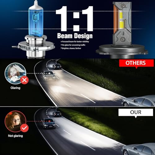 Image of H7 100W Car LED Headlight Bulbs Hi & Lo Beam 10,000LM, 6500K Cool White | Driving Night Vision | Car Accessories | 2 Years Warranty (Pack of 2) (Cool White) (100W, H7)
