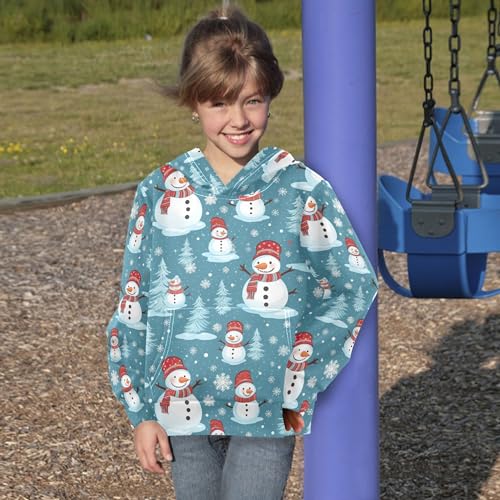 Kids Hoodies Sweaters Christmas Xmas Snowman Hooded Sweatshirts with Big Pockets for Boys Girls B04000743