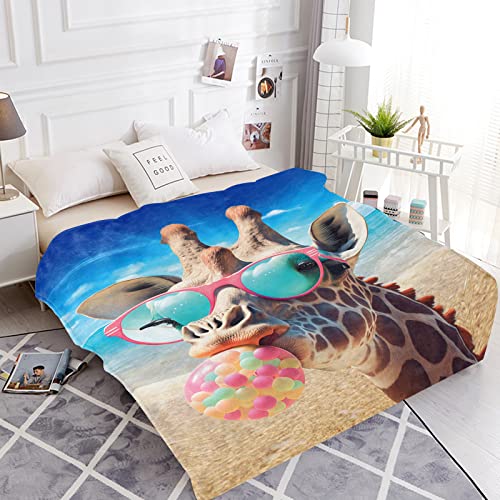 Giraffe Fleece Blanket Gift For Adults And Kids Family Animal Funny Colorful Giraffe Blanket Super Soft Plush Flannel Throw Blanket For Couch Bed Sofa 50"X60" #TOP3