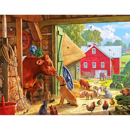 Rompecabezas White Mountain Puzzles Barnyard Buddies de 500 piezas con piezas grandes, regalo para adultos y mayores, 18" x 24" miniatura 3