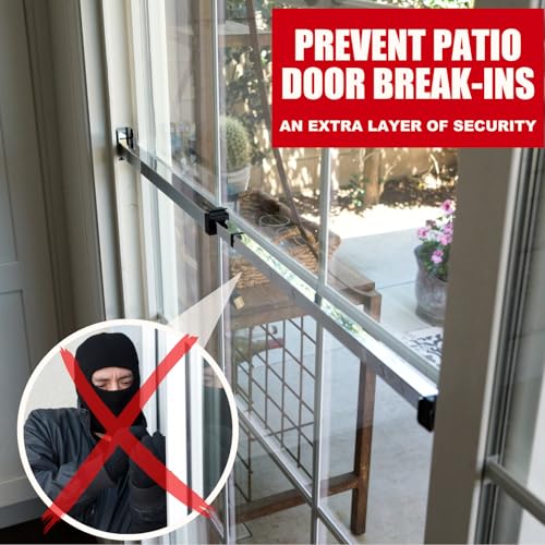 SECURITYMAN Sliding Door Security Bar-Child Proof Sliding Door Lock Bar with Anti Lift Lock - Fits Most Doors & Windows - Adjustable Patio Door Security Bar (18.75"- 51.1") Chrome
