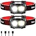 Blukar Linterna Frontal Recargable, [2 Pack] 2000L Super Brillante Linterna Cabeza LED Con Sensor de Movimiento y Luces de Advertencia Rojas, 8 Modos Luz, 30h de Tiempo Ejecución para Correr, Pesca