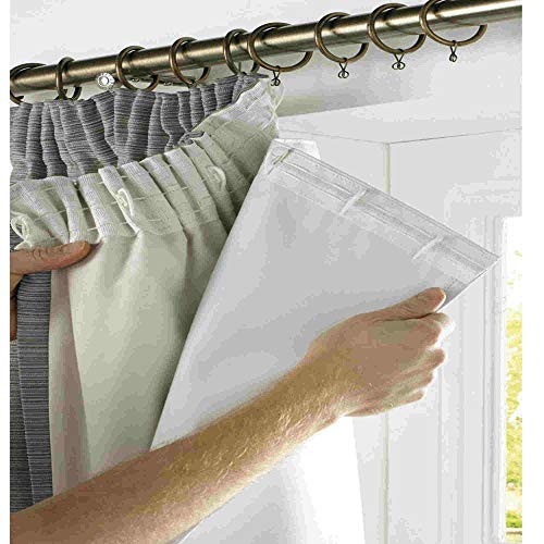 SRC 46 width x 54 drop Blackout Thermal Curtain Lining. ***Now Includes 15 Curtain Hooks ***