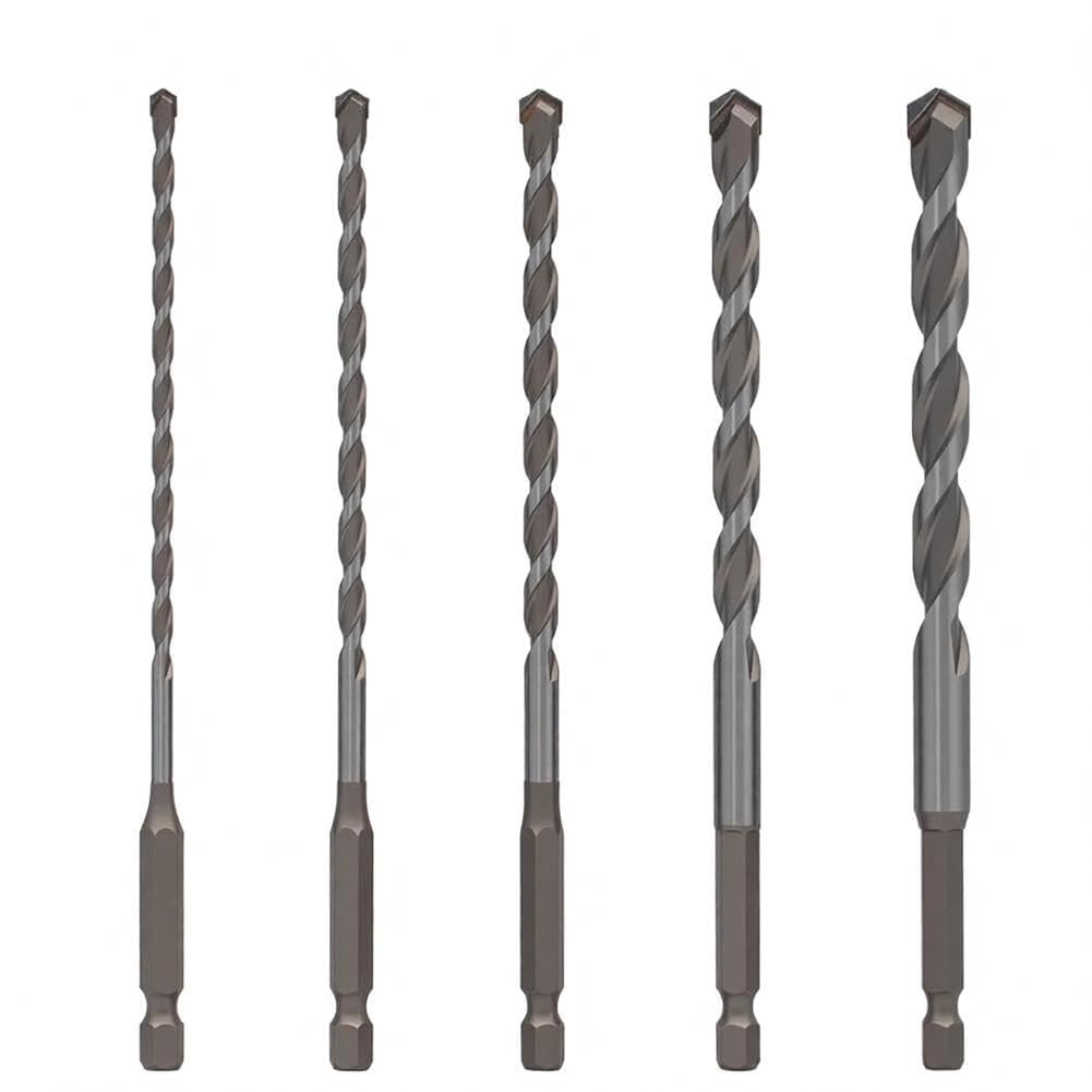 5pcs Brocas Carburo Triangulares Punta Industrial para Hormigón Vidrio para madera para vástago Hexagonal 6.35mm Set Multifunción