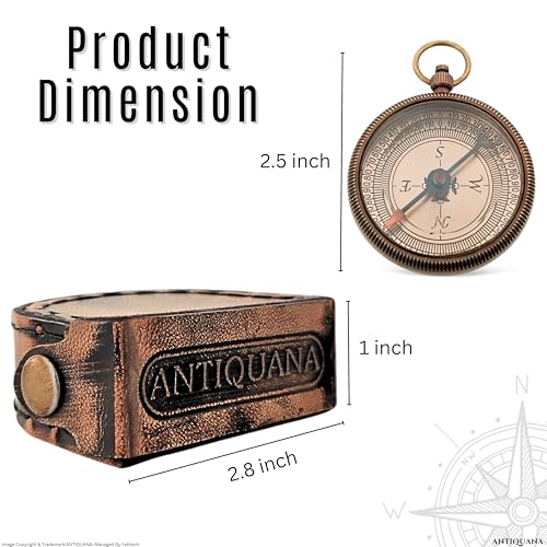 Brújula de latón ANTIQUANA estilo retro para regalo, 2 pulgadas, compacta y grabable miniatura 2