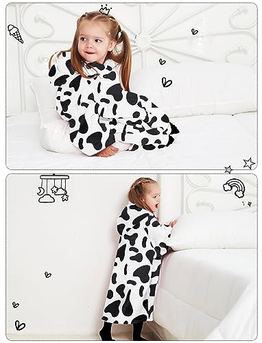 Image of KFUBUO Wearable Blanket Hoodie for Kids With Pocket Toddlers 2-6 Year Old | Cow, Sherpa, Heavy Material, Oversized Sweatshirt Blanket, Kids Blanket, Girl Boy Gifts, Cozy Gifts for Kids