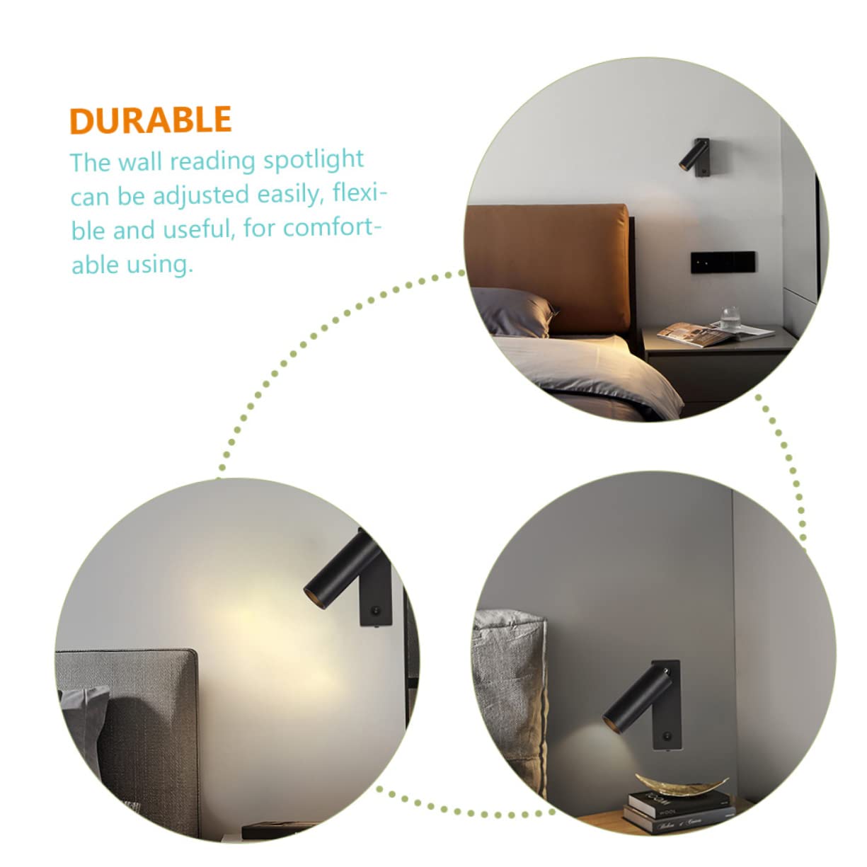 Luz De Lectura Led Para Pared Foco De Pared Giratorio Para Cabecera Dormitorio Mesita De Noche Para Cama