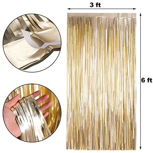 Image of Crackles Matte Finish Metallic Curtains for Birthday Party Photo, Backdrop and Wedding Decor (Matte Finish Gold) Pack fo 2