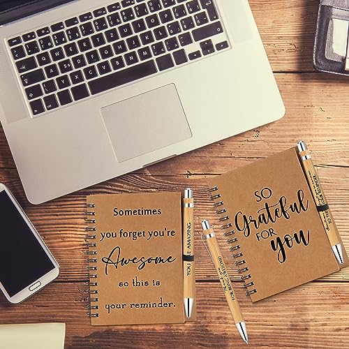 Honoson-50-Sets-Spiral-Notebooks-Sets-Thank-You-Gifts-for-Staff-Appreciation-Inspirational-Journals-with-Retractable-Bamboo-Pens-Bulk-Encouragement-Notepad-for-School-Teacher-Employee