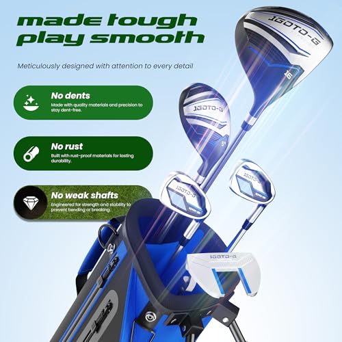 Image of 5 /6 /7 Pieces Kids Golf Clubs Set - Youth Golf Clubs Junior Set Ages 3-14 Includes Stand Bag, 1# Driver, 5# Hybrid, 7#, PW# Irons and Putter Right /Left Hand for Boys Girls