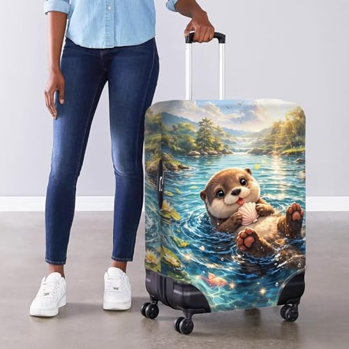 Image of Mumeson Otter Luggage Cover Protector Suitcase Cover Spandex Travel Luggage Cases Fit 18-32 Inch Washable Suitcase Protective