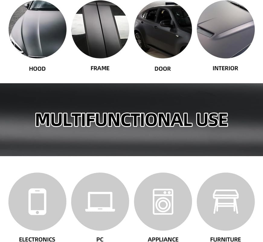 Image of HOME13 Solid Matte Black Vinyl Car Wrap Sheet Sticker and Decal Auto Car & Bike Vehicle Motocycle Air Release Bubble Free Self Adhesive (12 x 75, Matte Black)