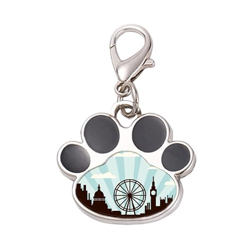 DIYthinker?Britain UK London Eye Outline United Kingdom Pet Tag Keychain Dog Cat ID