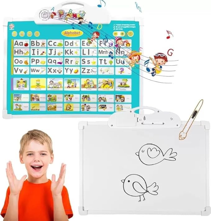 Royaldeals Electronic Interactive Alphabet Talking Poster with Drawing Board Pad,Doodle Pen,Writing Tablet,Portable ABC Wall Chart,Fun Preschool Early Educational Learning Toys Gift for Toddlers,Kids