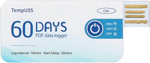 TempU05 Registratore di Dati di Temperatura USB Monouso, Registratore di Dati ad Alta Precisione Registratore di Temperatura per il Monitoraggio di Alimenti, Farmaci, Prodotti Chimici