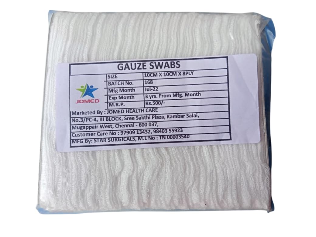 JOMED - NON STERILE ABSORBENT GAUZE SWABS 10CM X 10CM 8PLY (100 PCS PER PACK)