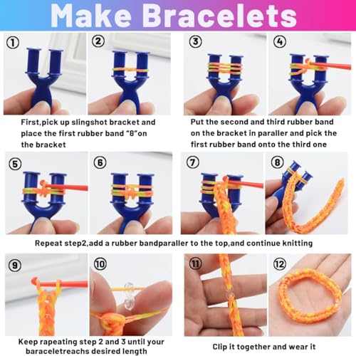 Nestling 2500+ Loom Bänder Set, 40 Rastern Bunte Gummibänder Kit für Armbänder, Loops Gummis Set, Rubber Loombänder Mit Accessoires for Jungs Mädchen Kinder Basteln DIY