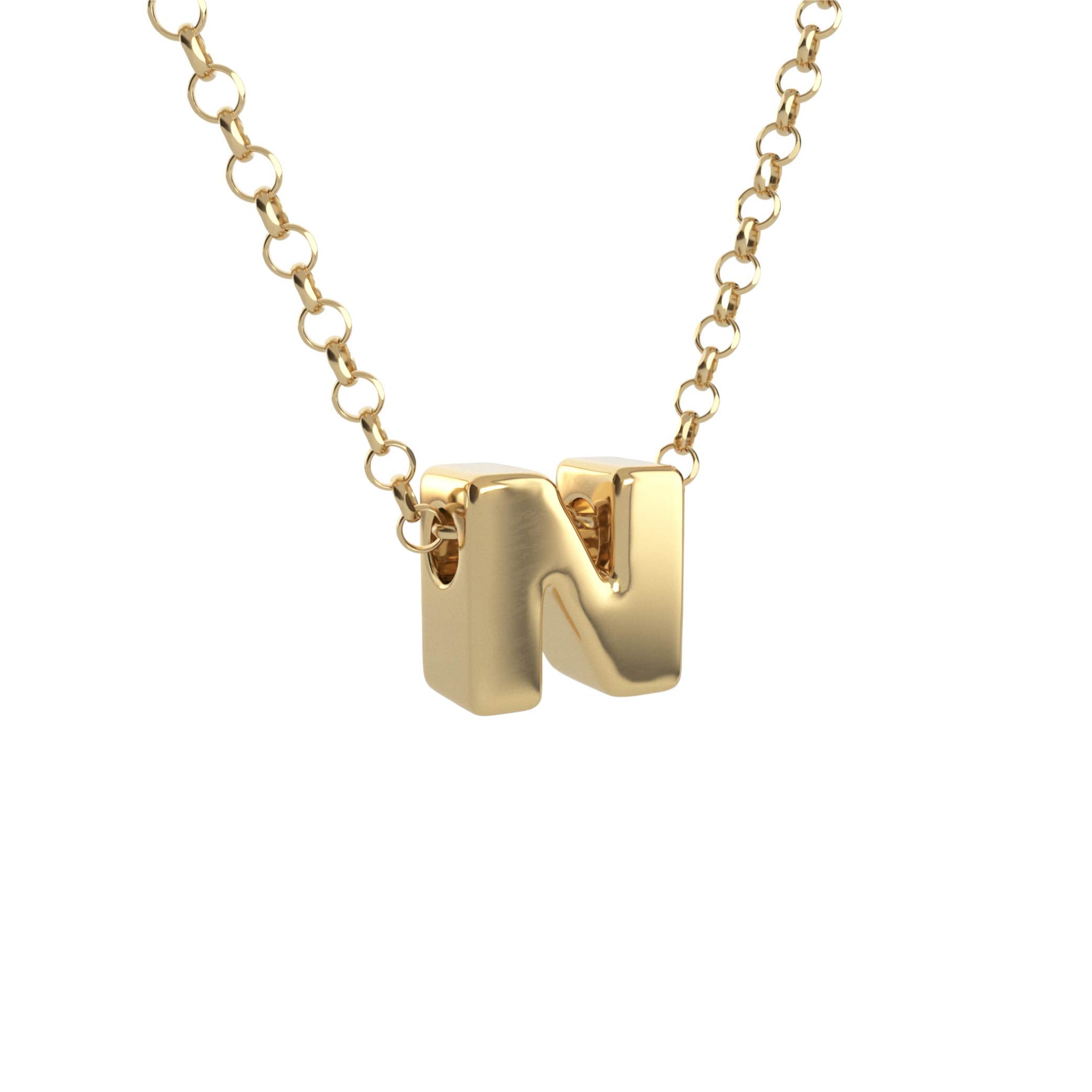 RC ocio Colgante Iniciales en Plata 925 + baño en Oro de 24k -Gargantillas o collar invisible para hombre y Mujer/Collares de letras Cadena 35 cm + 5 cm de alargador - Collar con letra