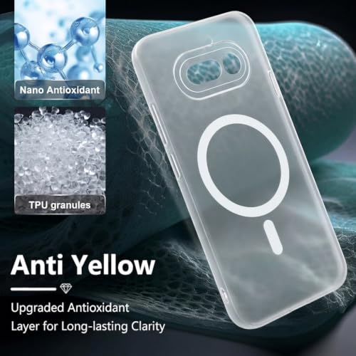 Image of DIZORO Matte Case for Nothing 4A Compatible with MagSafe, Camera Lens Full Protection, Shockproof Translucent Frosted TPU Soft Phone Cover, Anti-Fingerprint (White)