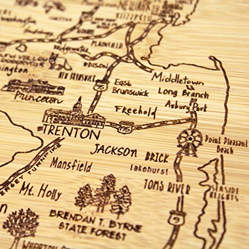 Image of Totally Bamboo A Slice of Life New Jersey Engraved Map Cutting Board