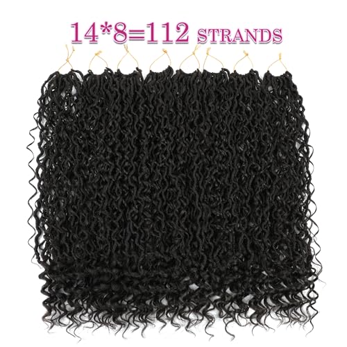 Image of 8 Packs Curly Faux Locs Crochet Hair 22 Inch Goddess Locs Crochet Hair