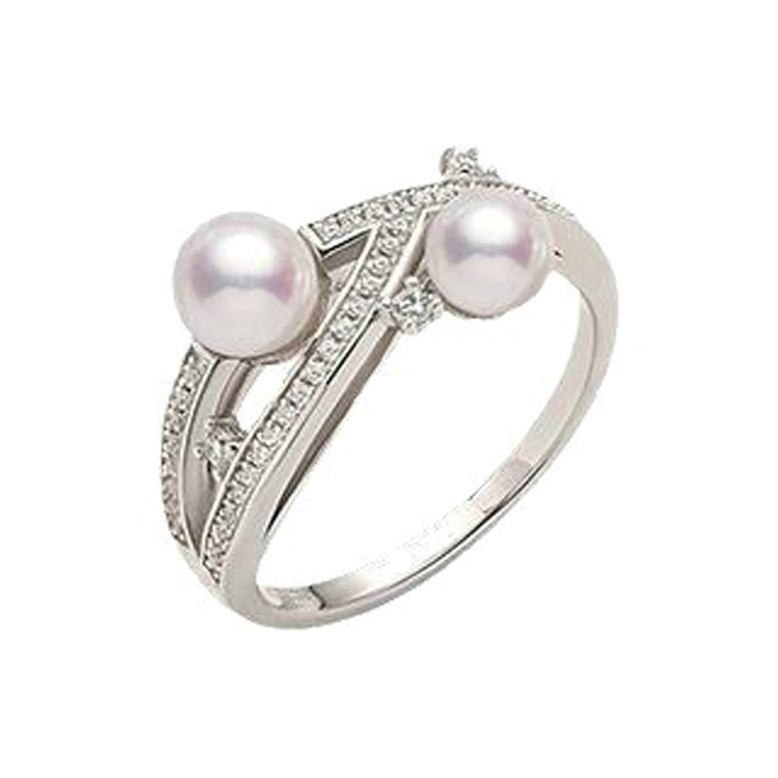 Anillo de perlas para mujer, elegante oro real, anillo de boda de oro blanco con perlas, anillos de compromiso para mujeres