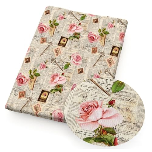 Tissu vintage imprimé floral au mètre rétro marron DIY