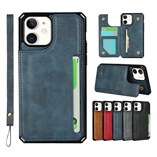 Sailortech iPhone 11 背面ケース 手帳型 iphone11 ケース 手帳型 iphone11 ケース 縄掛け PUレザー 多機能携帯電話カード アイフォン11 ケースiPhone 11ケース手帳 収納付き 収納付き 磁気クラスプ ICカード収納 背面保護 実用 横置き機能 耐衝撃 防水 防塵 軽量 iPhone 11 背面収納 カード収納 保護ケース【選べる5色】6.1in -青
