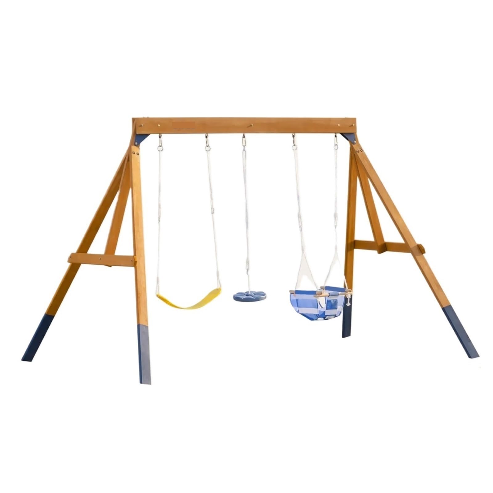 Wooden Swing Bench 3-in-1 Playground Wooden Swing Sets For Backyard DIY For Ages 3