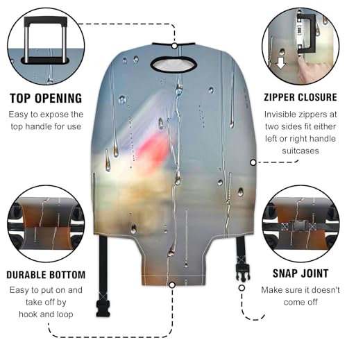 Travel Luggage Cover Suitcase Protector Scratch-Resistant Fit Not Included Suitcase Water Droplets On Glass M-22-24in3