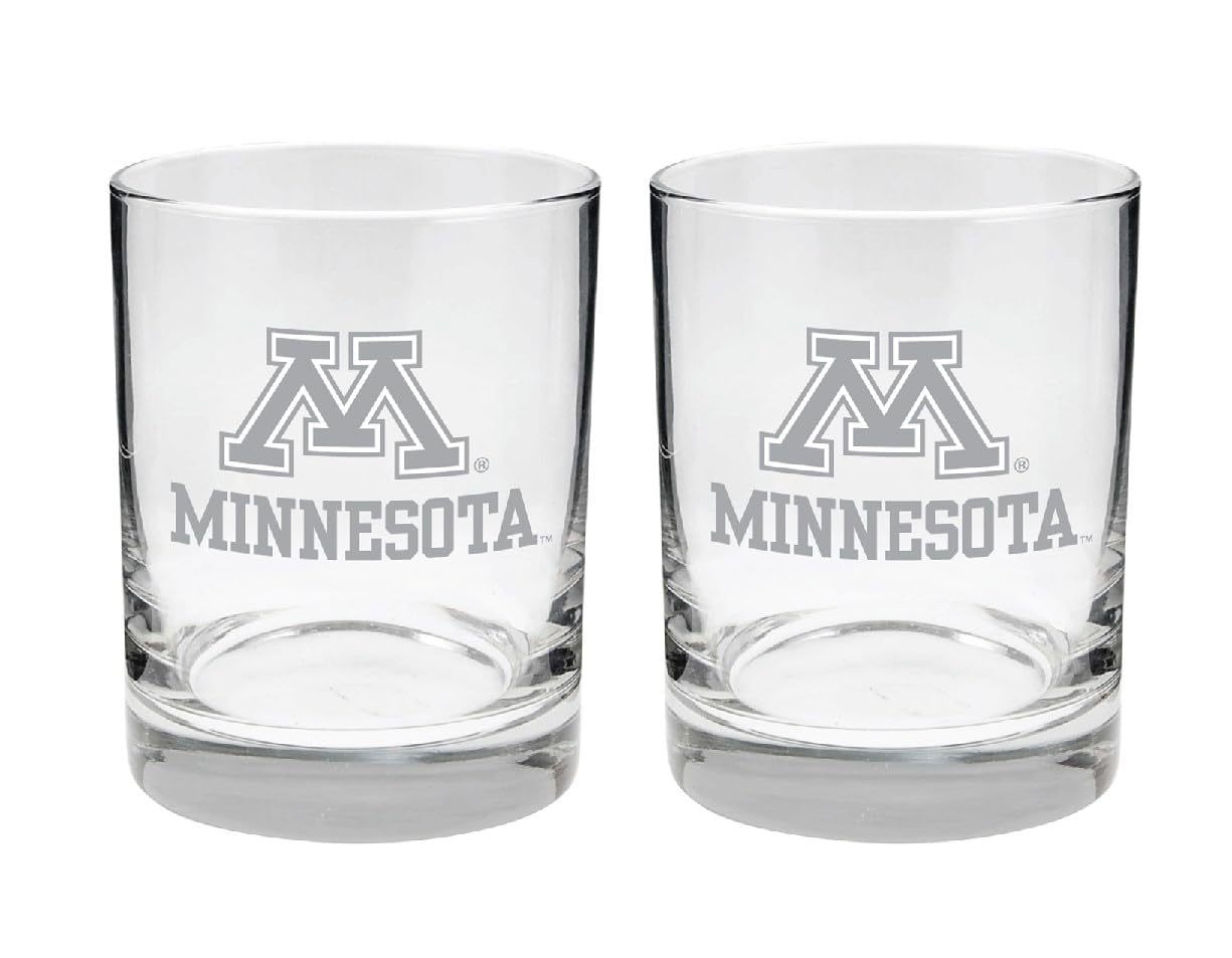 Minnesota Golden Gophers 2-Sided Satin Finish Rock Glass Set of 2 14oz