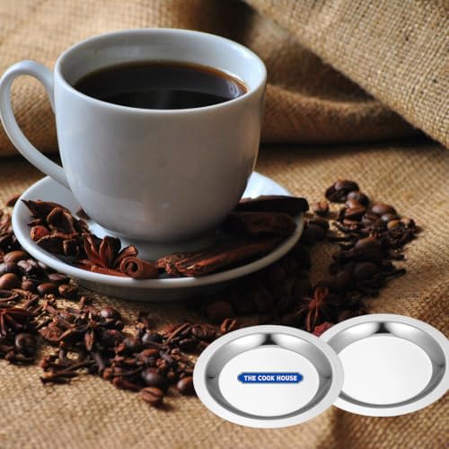 Image of The Cook House - Stainless Steel Small Coasters /Lid for Tumblers, Katori, Glasses, Cups, Mugs, Bowls | Metal Covers for Dinning Table, Kitchen & Office | Food Grade, Mirror Finish - 8 CM (6)