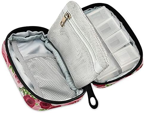 Miniatura 7 de Pastillero de rosas rojas y rosadas, 7 días, primavera, verano, flores, portátil, semanal, organizador de píldoras, contenedor de medicamentos,