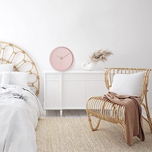 Lafocuse 12 Inch Minimalist Metal Pink Wall Clock for Living Room Decor, Modern Wall Clock Kitchen Battery Operated Silent Bedroom Home Office