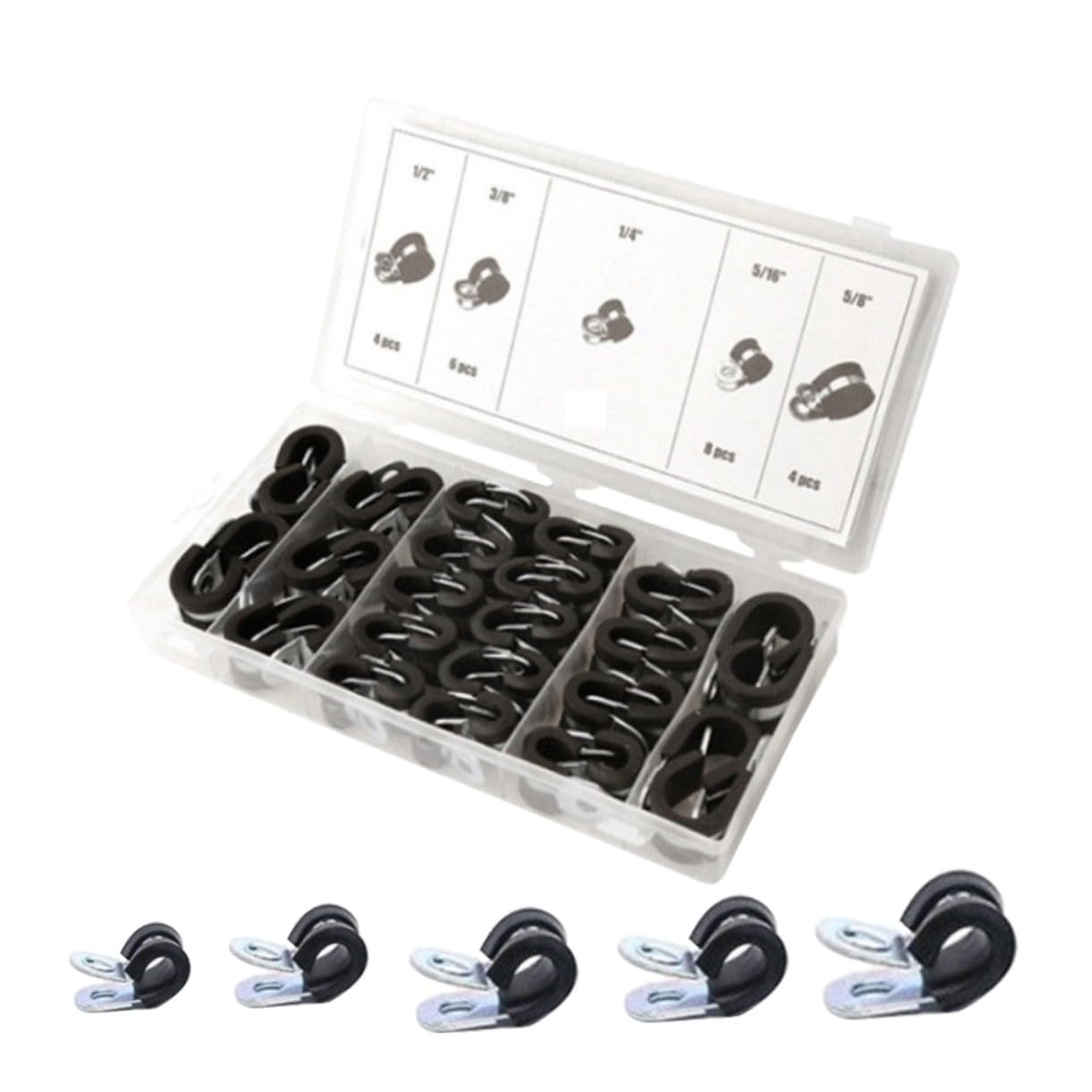 42 Stück Teiliges Schlauchklemmen Set aus Verzinktem mit Gummibeschichtung Vielseitig für Kraftstoffleitungen Luft und Wasserschläuche Robust und Langlebig für Auto und