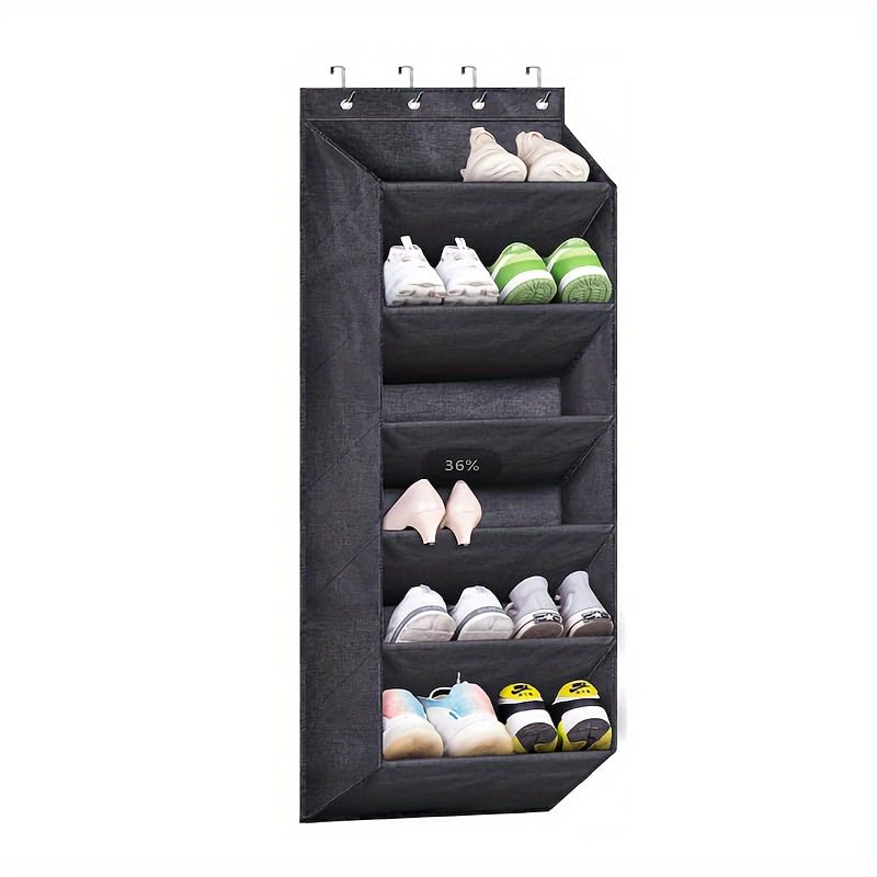 Kitwe Over The Door Shoe Organizer with Large Deep Pockets - Multifunction Shoe Holder for Narrow Door Hanging, Grey