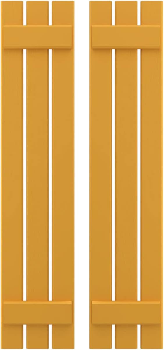 Ekena Millwork ARW101SB311X59TUH Americraft Three 2 Exterior Real Wood Spaced Board-n-Batten Shutters (Per Pair), 11 1/2"W x 59"H, Turmeric