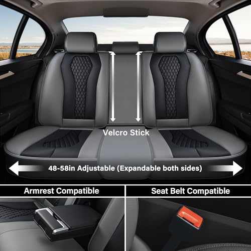 Image of Coverado Car Seat Covers, Back Car Seat Cover, 3-Pieces Leather Seat Cover, Luxury Car Seat Cushion, Luxury Seat Cover Seat Protector Universal Most Cars Trucks SUV