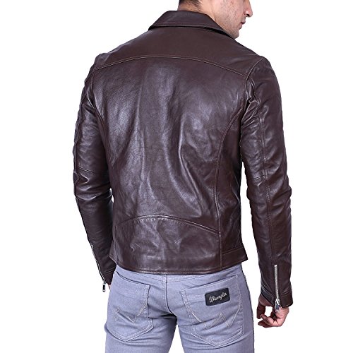 SID Classic Men's Police Style Motorcycle Leather Jacket with Asymmetric Design and Functional Pockets3