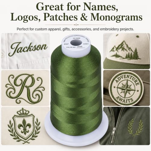 Image of Simthread 5000M 40WT Polyester Embroidery Thread, Avocado S046 | 5000M 40WT polyester thread feeds smoothly for machine embroidery, monograms, logos, patches and quilting.