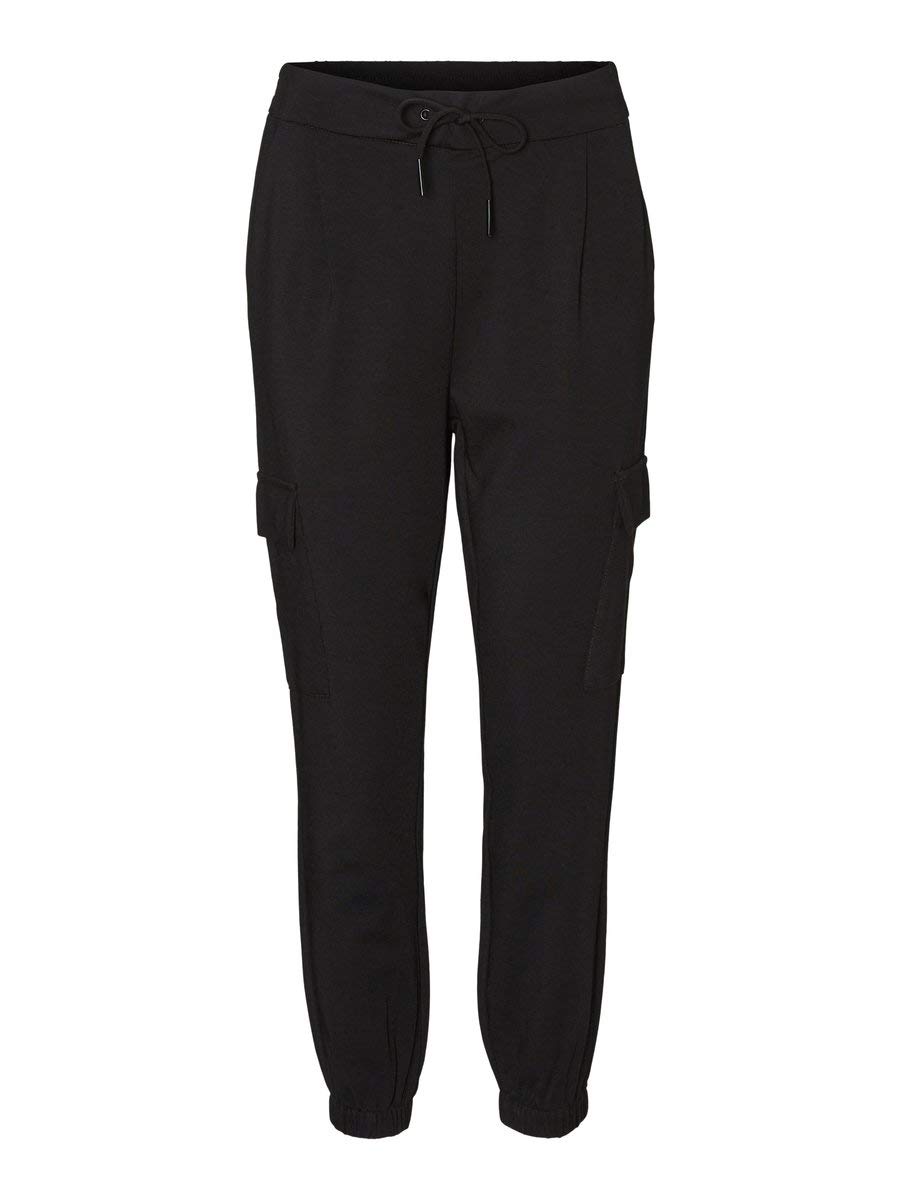 VERO MODA Women's Vmeva Mr Cargo Elastic Detail Pant Noos, Black, S / 30L