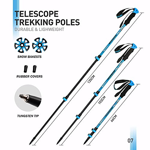 G2 21 Inches Blue Light Weight Snowshoes For Women Men Youth, Set With Trekking Poles, Tote Bag, Special Eva Padded Ratchet Binding, Heel Lift, Toe Box #TOP6