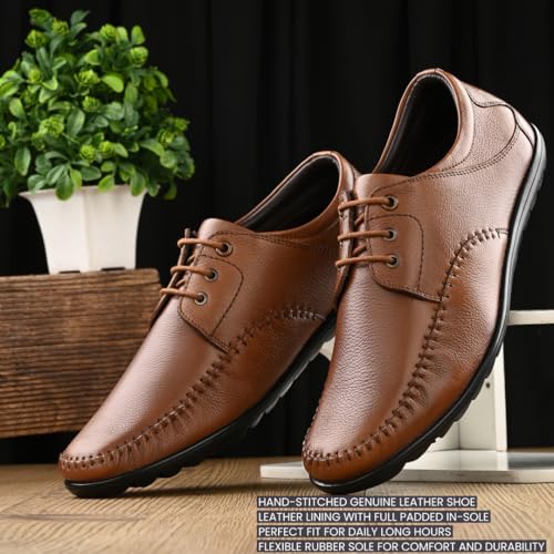 Image of Blue Leather by Centrino Genuine Leather Men Formal Shoe | Cushioned Insole | Stylish lace up | Durable & Leather Crafted | Elegant Premium Leather | Perfect Office Wear & Formal Dress for Men (3921)