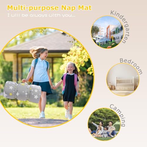 Image of Kids Toddler Lightweight and Soft Nap Mat- Minky Dot& Cotton-Stars
