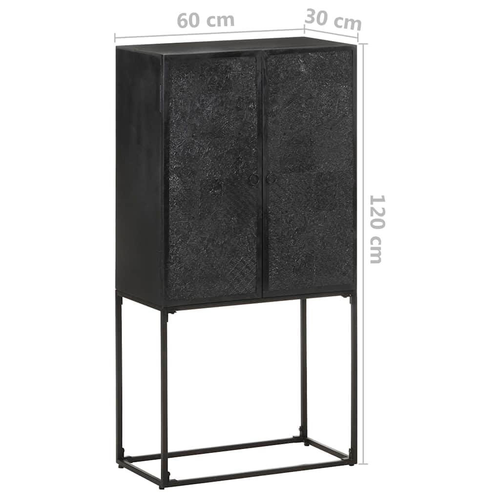 Kredens Z Litego Drewna Akacjowego I Czarnej Rękojeści 60x30x120 Cm