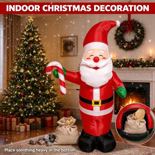 WorTade 5ft Christmas Inflatables Santa Claus Outdoor Decorations | Blow Up Yard Decorations, Self-Inflation, Easy to Setup, Garden Lawn Xmas Party, Self-Inflation, Built-in LEDs, Holiday Gift - image 5