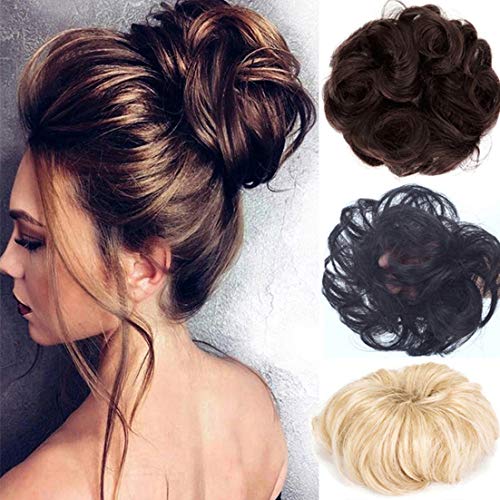 Human Hair Bun Extensions Wavy Curly Messy Donut Chignons Hair Piece Wig Hairpiece